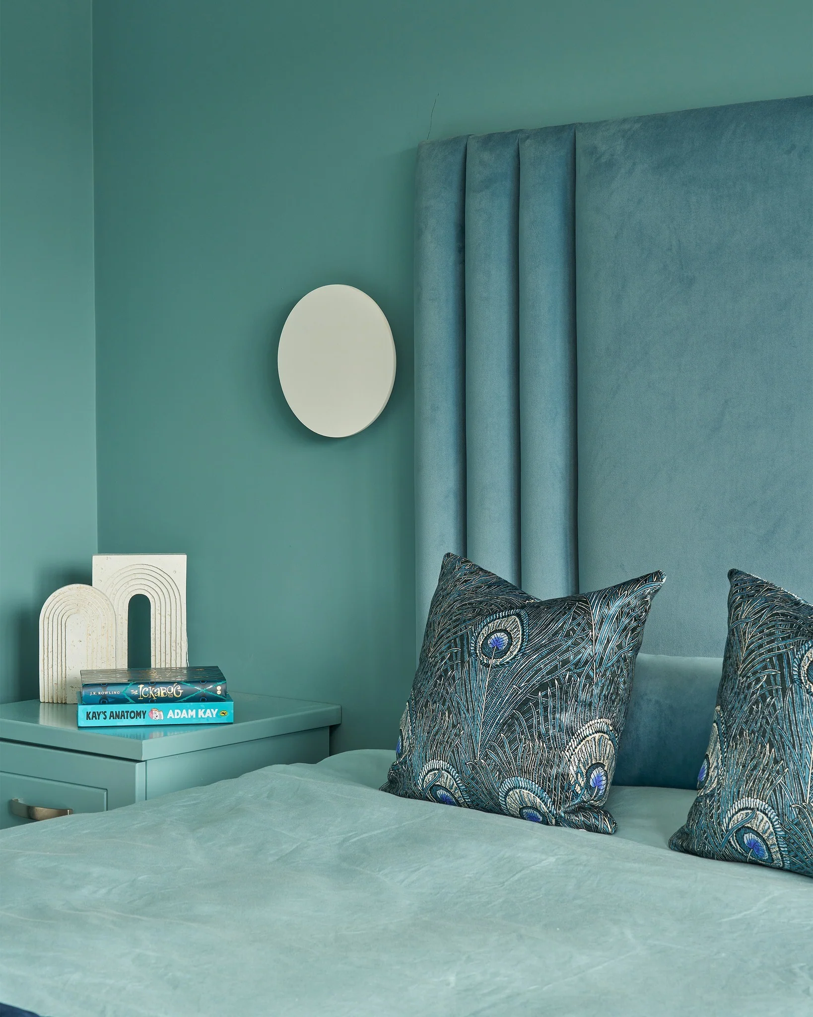 11. Layered Luxe in Peacock Blue (Turquoise Bedroom Ideas)