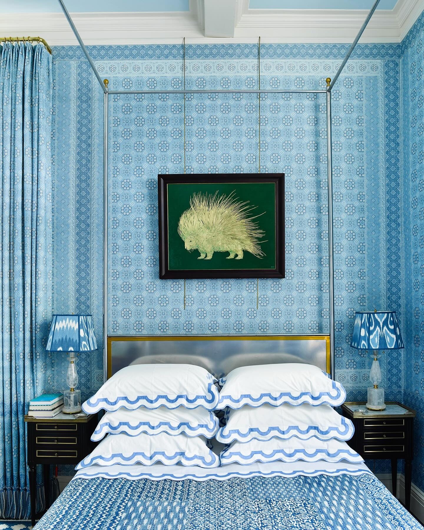 16. Pattern-Drenched in Sky and Sapphire (Turquoise Bedroom Ideas)