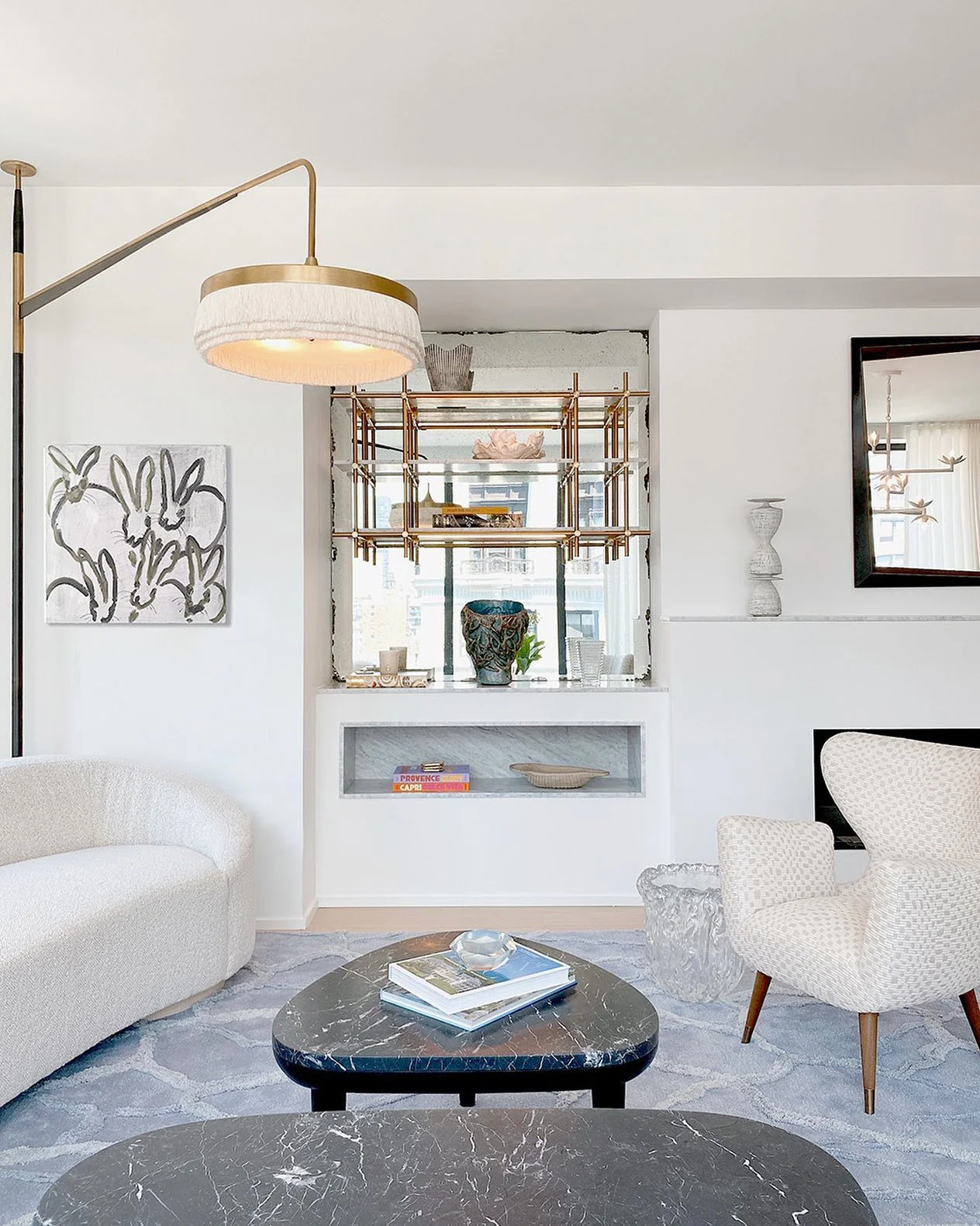 2. Modern Luxe with Sculptural Flair (White Living Room Ideas)