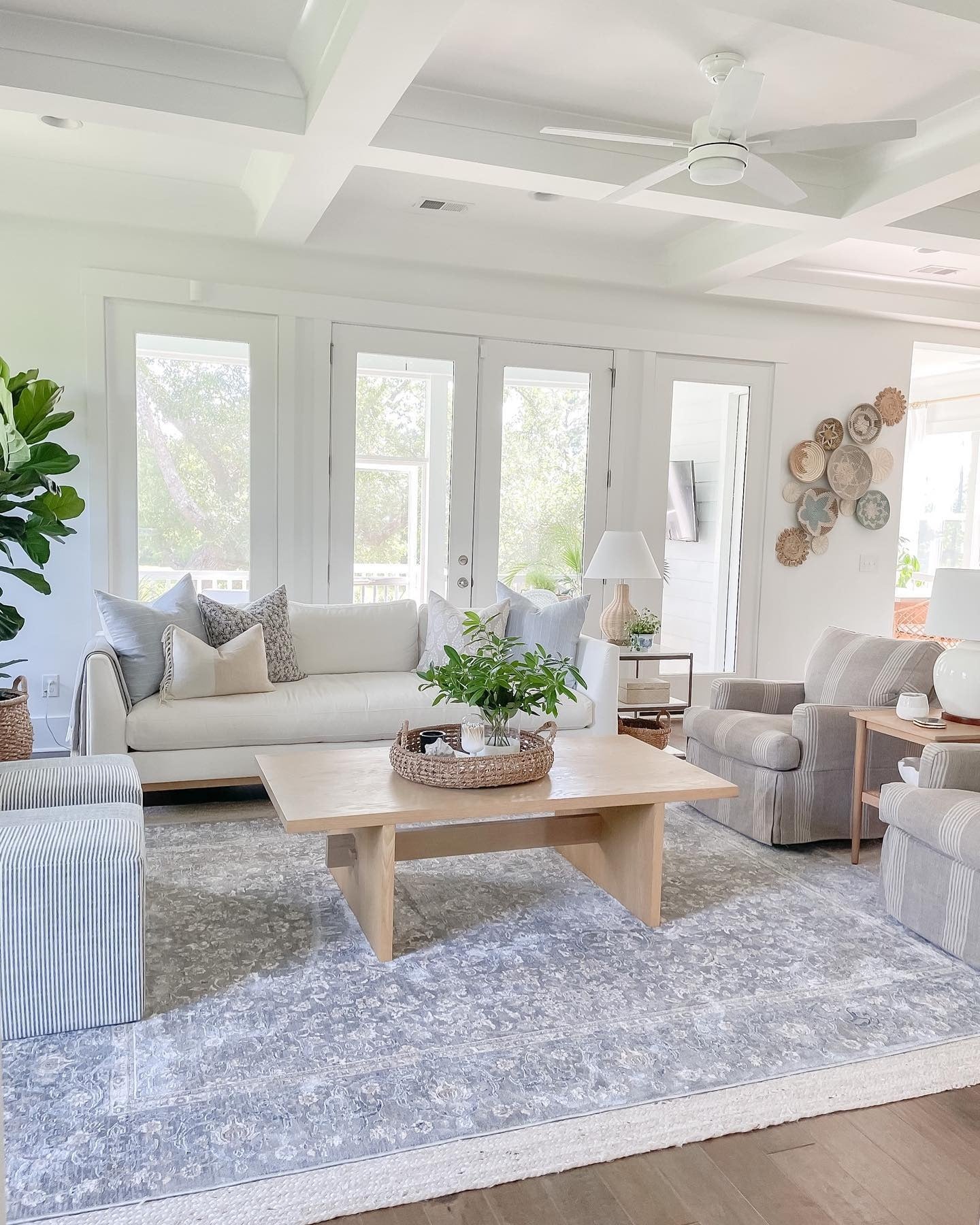 6. Refined Coastal Comfort (White Living Room Ideas)