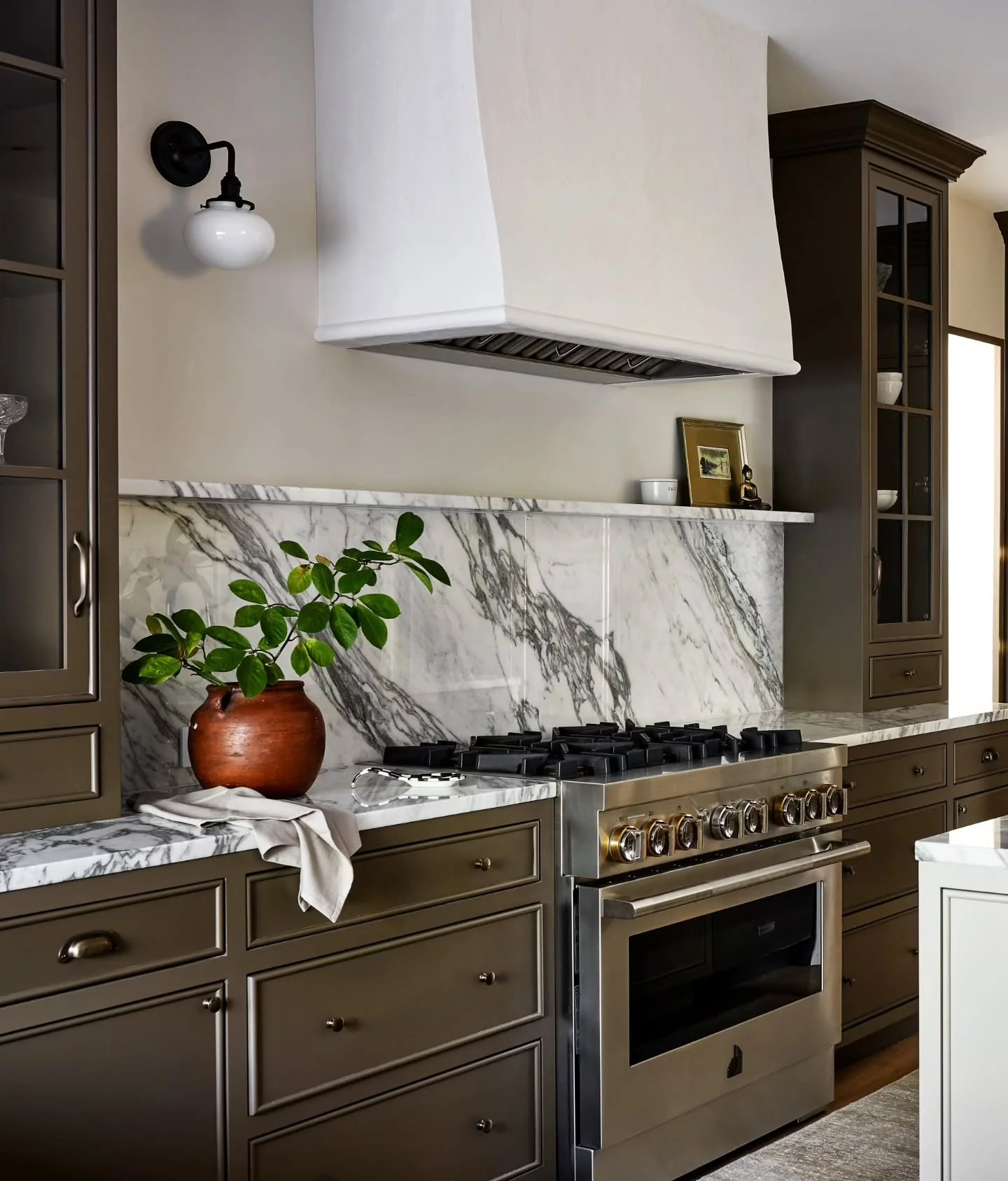 2. Olive and Marble Culinary Charm (Vintage Kitchen Ideas)