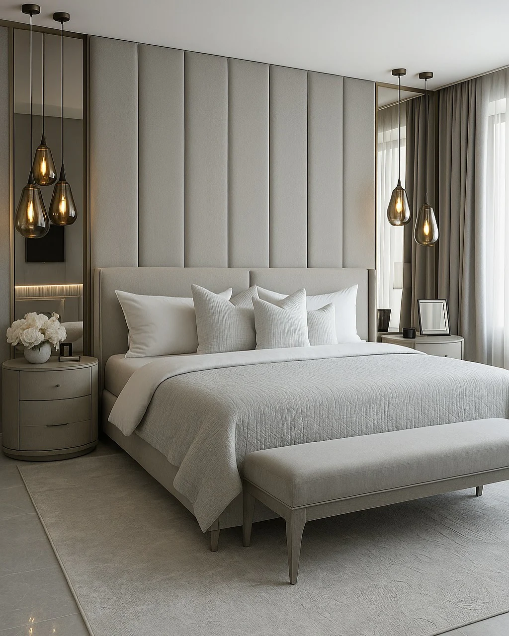 19. Refined Modern with Warm Grey Undertones (Off White Bedroom Ideas)