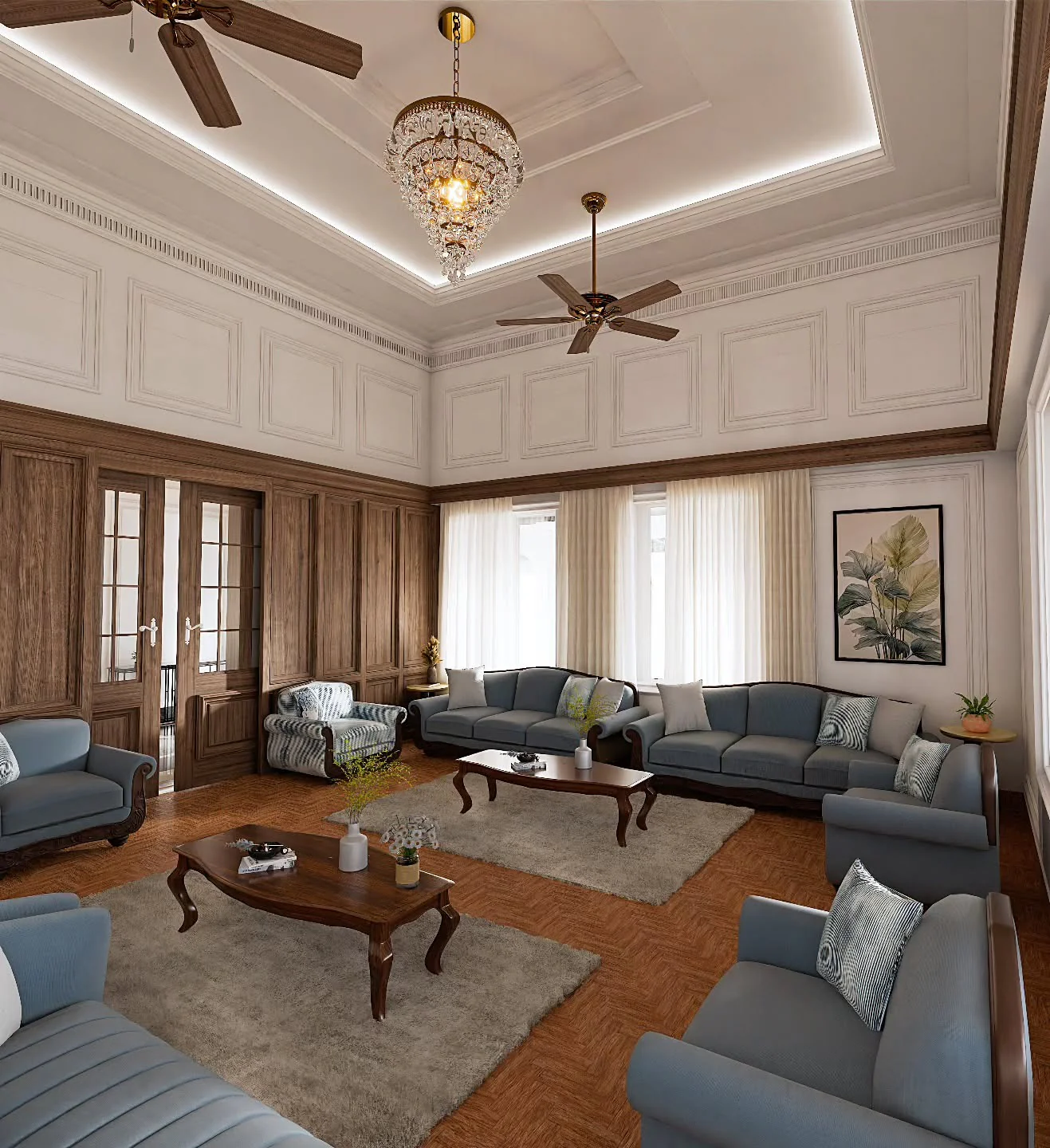 3. Traditional Warmth With Balanced Symmetry (Cozy Living Room Ideas)