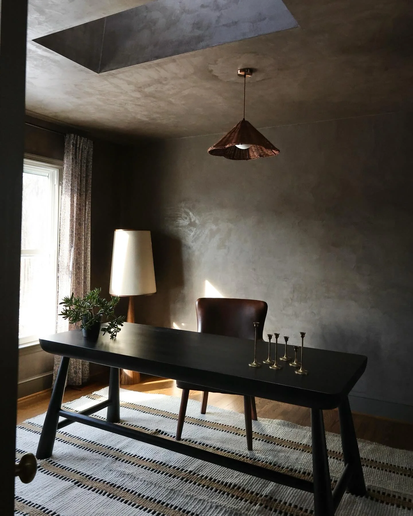 2. Moody Minimalist Retreat with Earth Tones (Masculine Home Office Ideas)