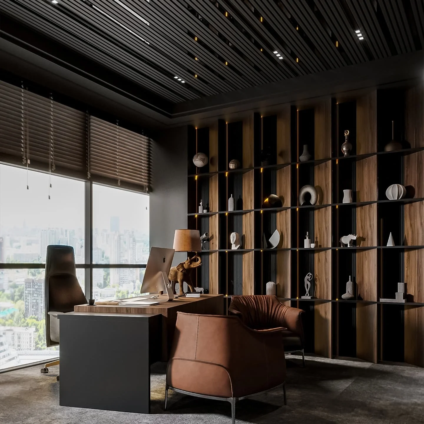 5. Urban Executive Suite with Architectural Flair (Masculine Home Office Ideas)