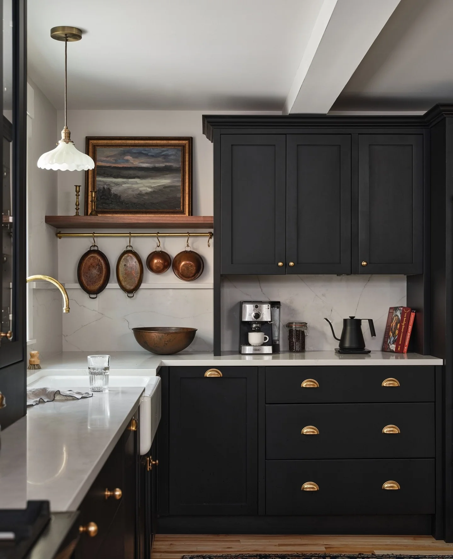 11. Classic Charm with Black and Brass (Black Cabinets Kitchen Ideas)