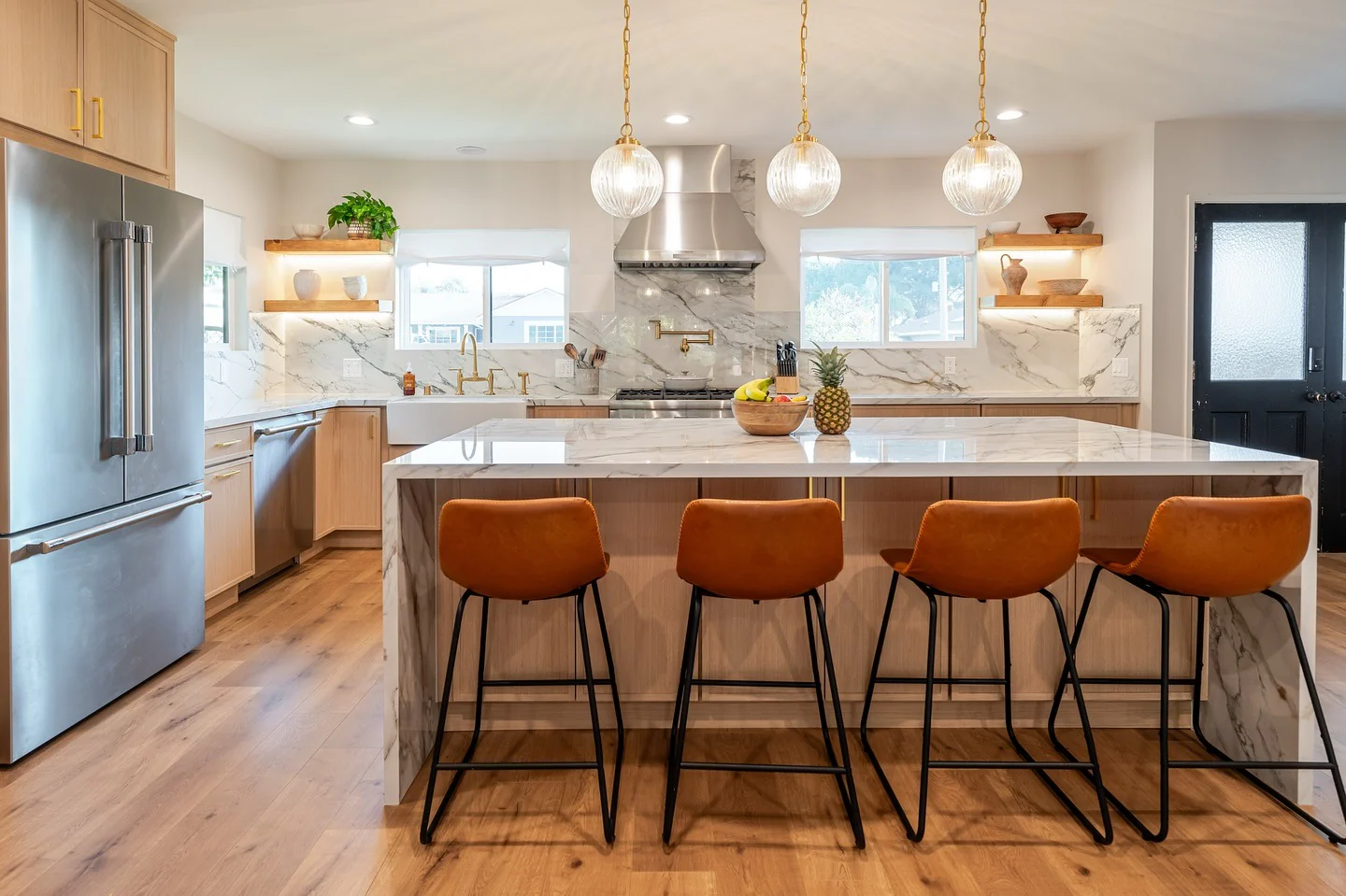 7. Contemporary Warmth with Retro Flair (Garage Kitchen Ideas)