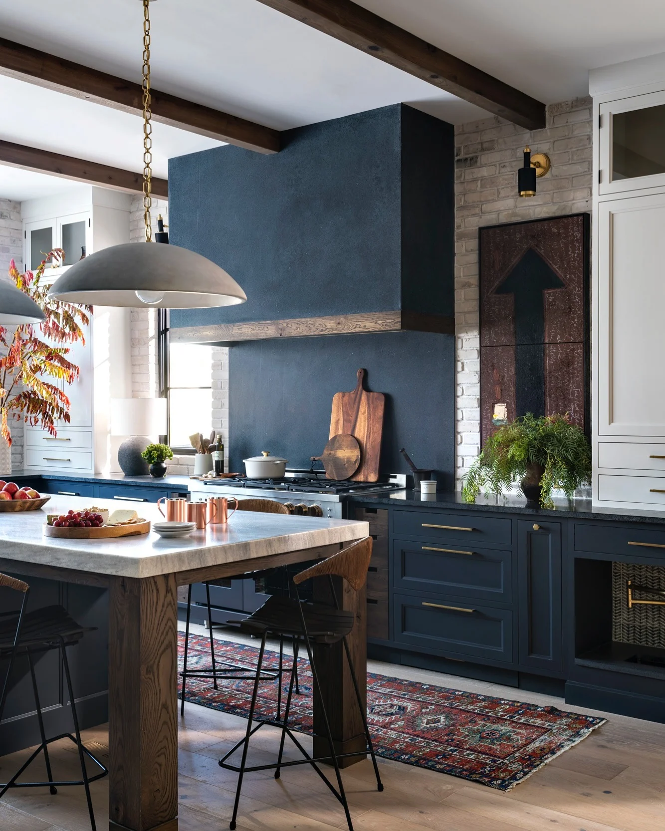 2. Modern Industrial Navy & Wood Fusion (Garage Kitchen Ideas)