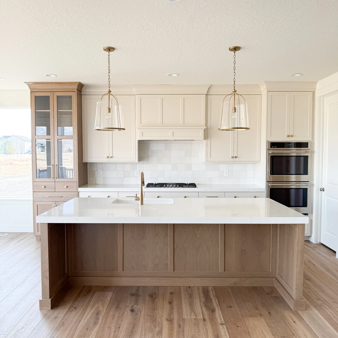 23. Soft Cream and White with Light Wood Contrast (Garage Kitchen Ideas)