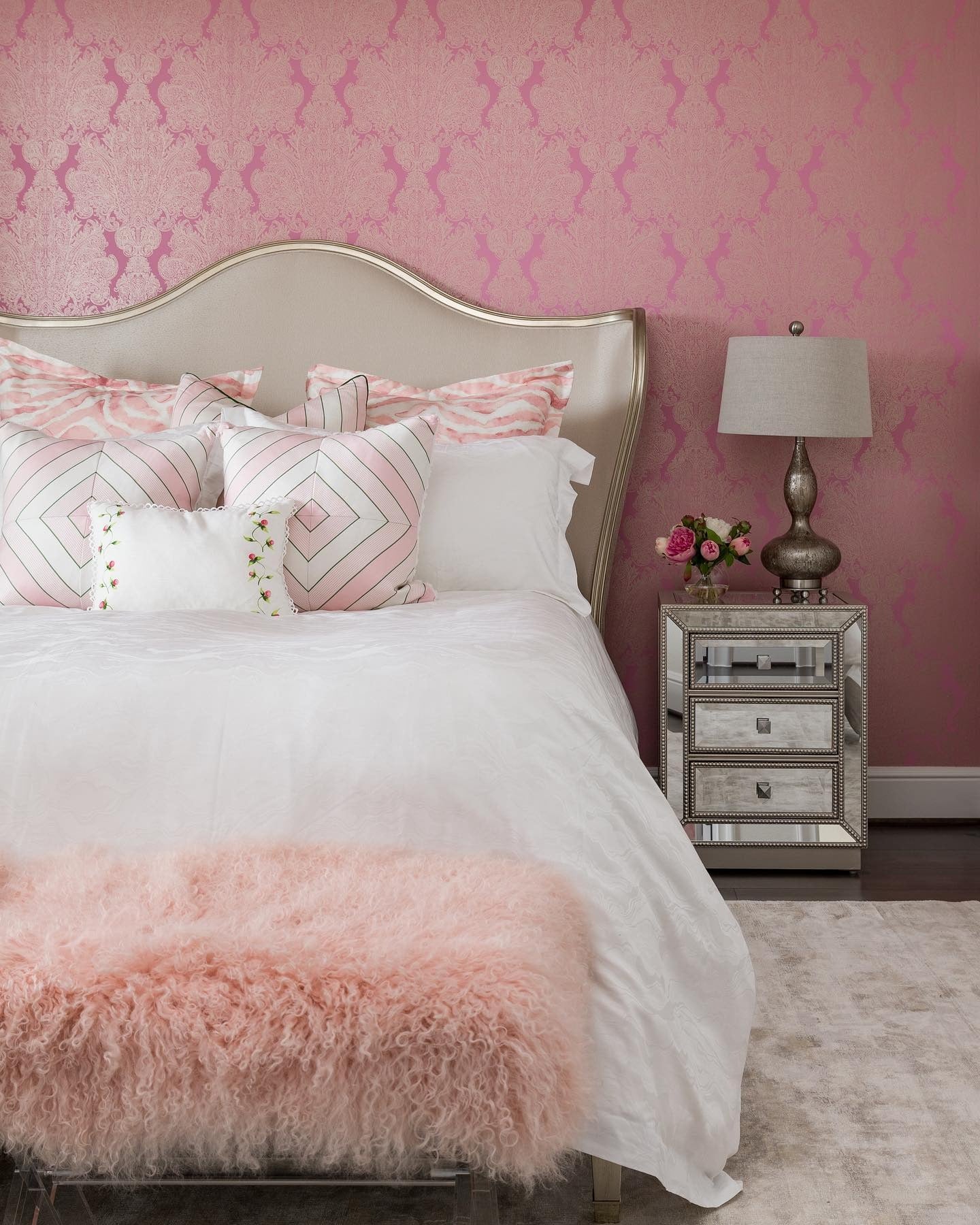 6. Playful Canopy and Plush Knits (Pink and White Bedroom Ideas)