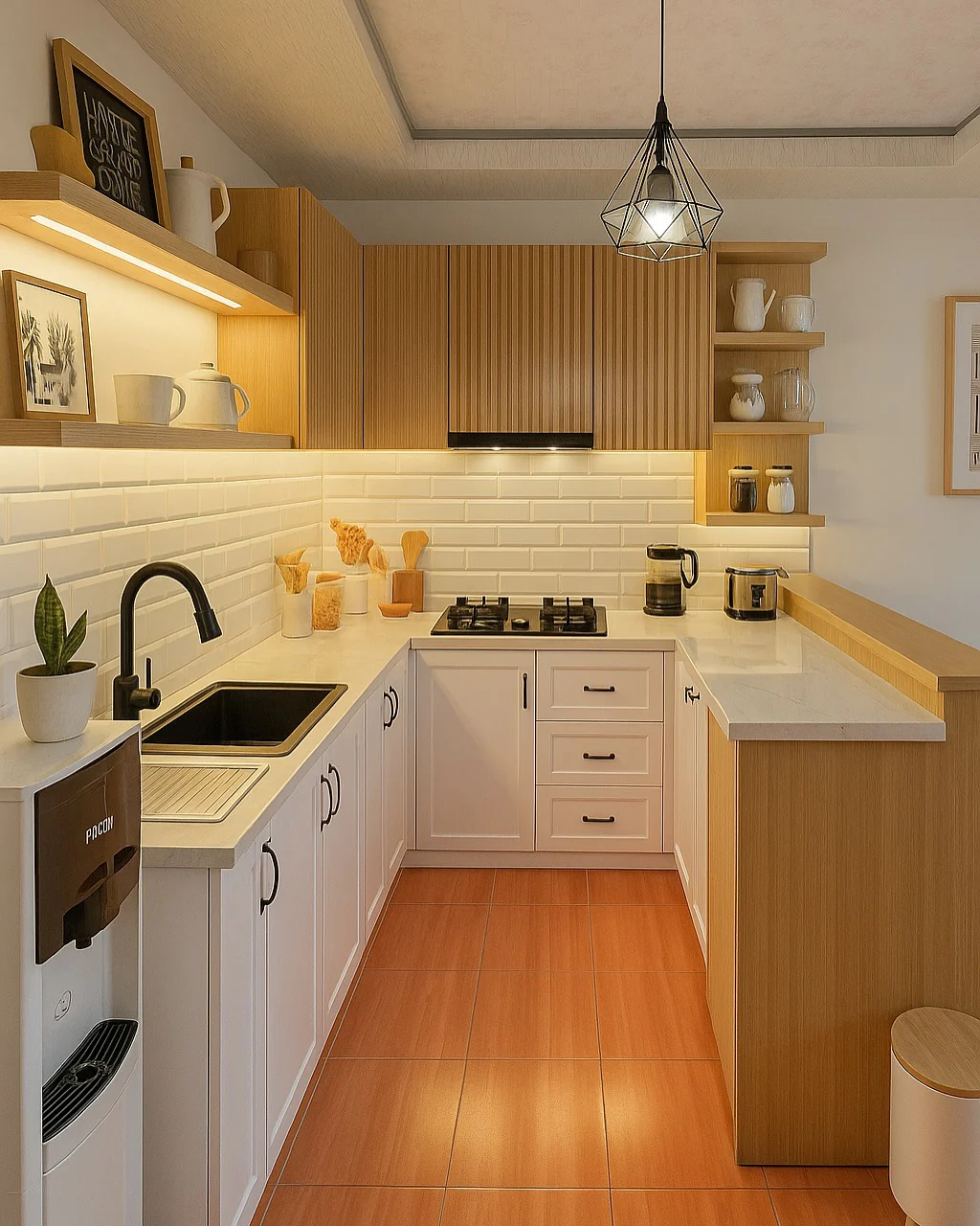 2. Warm Modern Cottage Charm (Beige Kitchen Ideas)