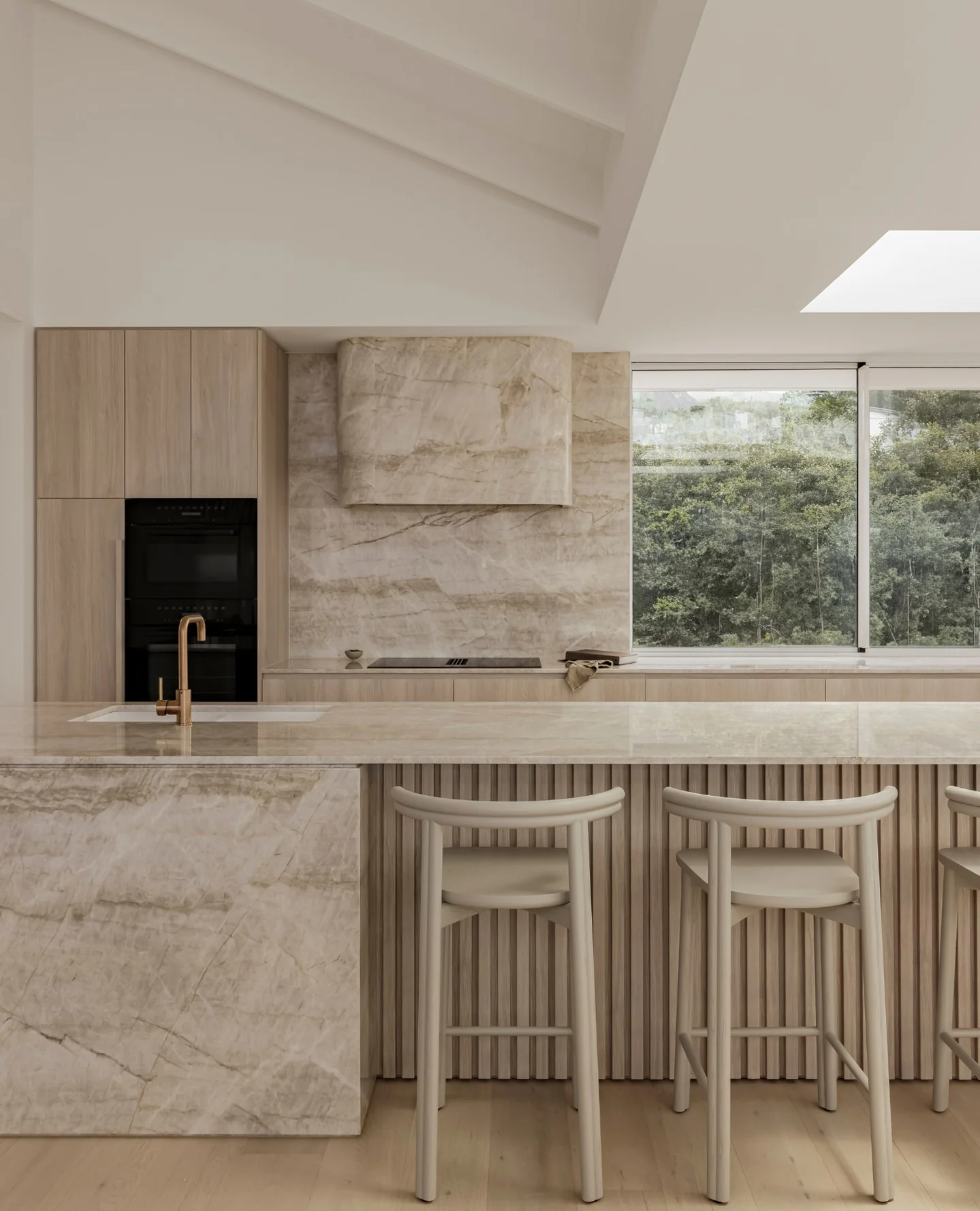 5. Modern Beige Retreat with Architectural Harmony (Beige Kitchen Ideas)