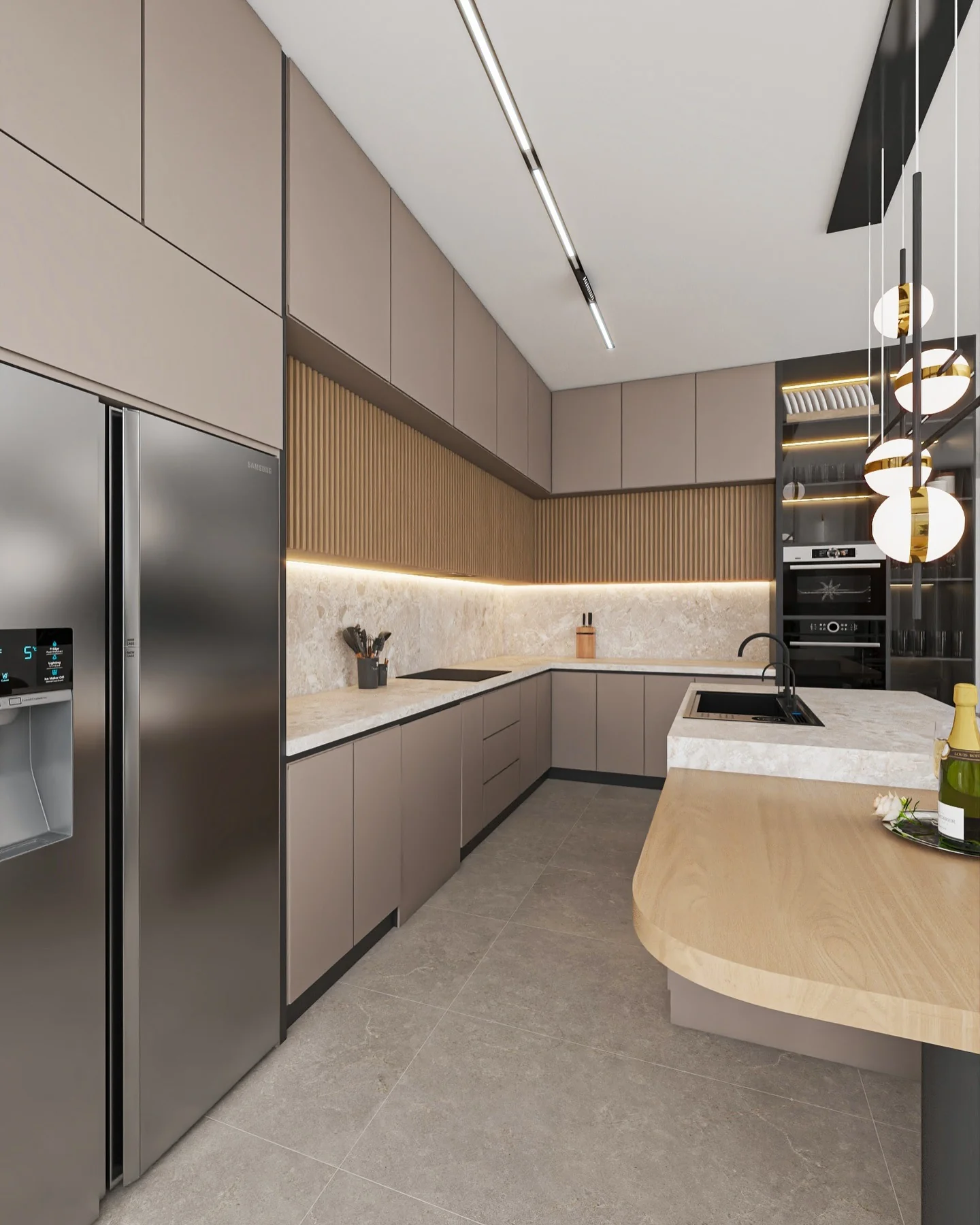 22. Matte Mocha Beige with Contemporary Texture (Beige Kitchen Ideas)