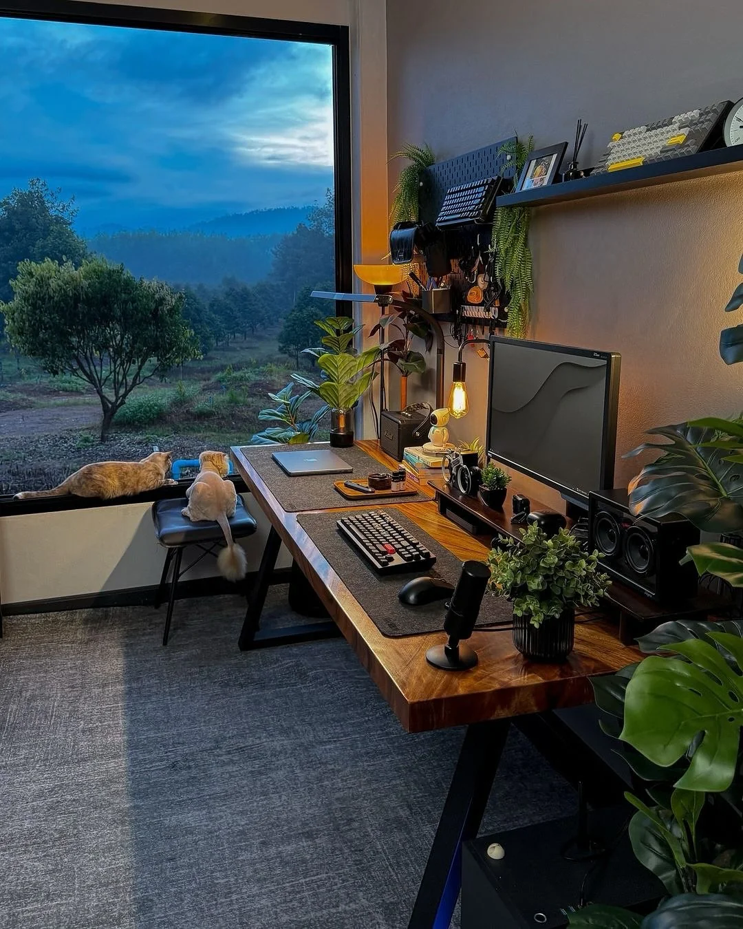 4. Modern Nature Retreat with Scenic Views (Earth Tones Office Ideas)