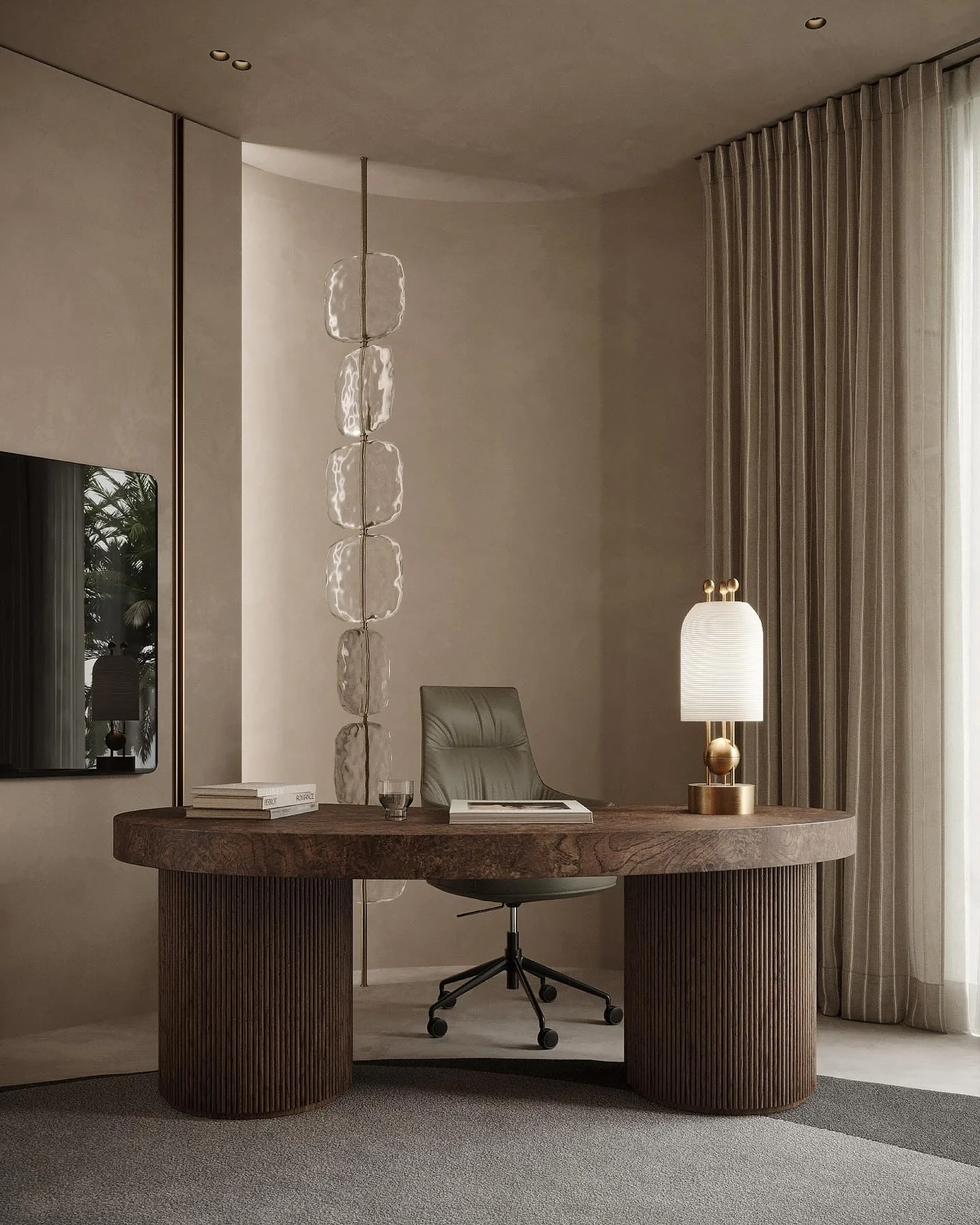 16. Sculptural Modernism in Warm Earth Hues (Earth Tones Office Ideas)