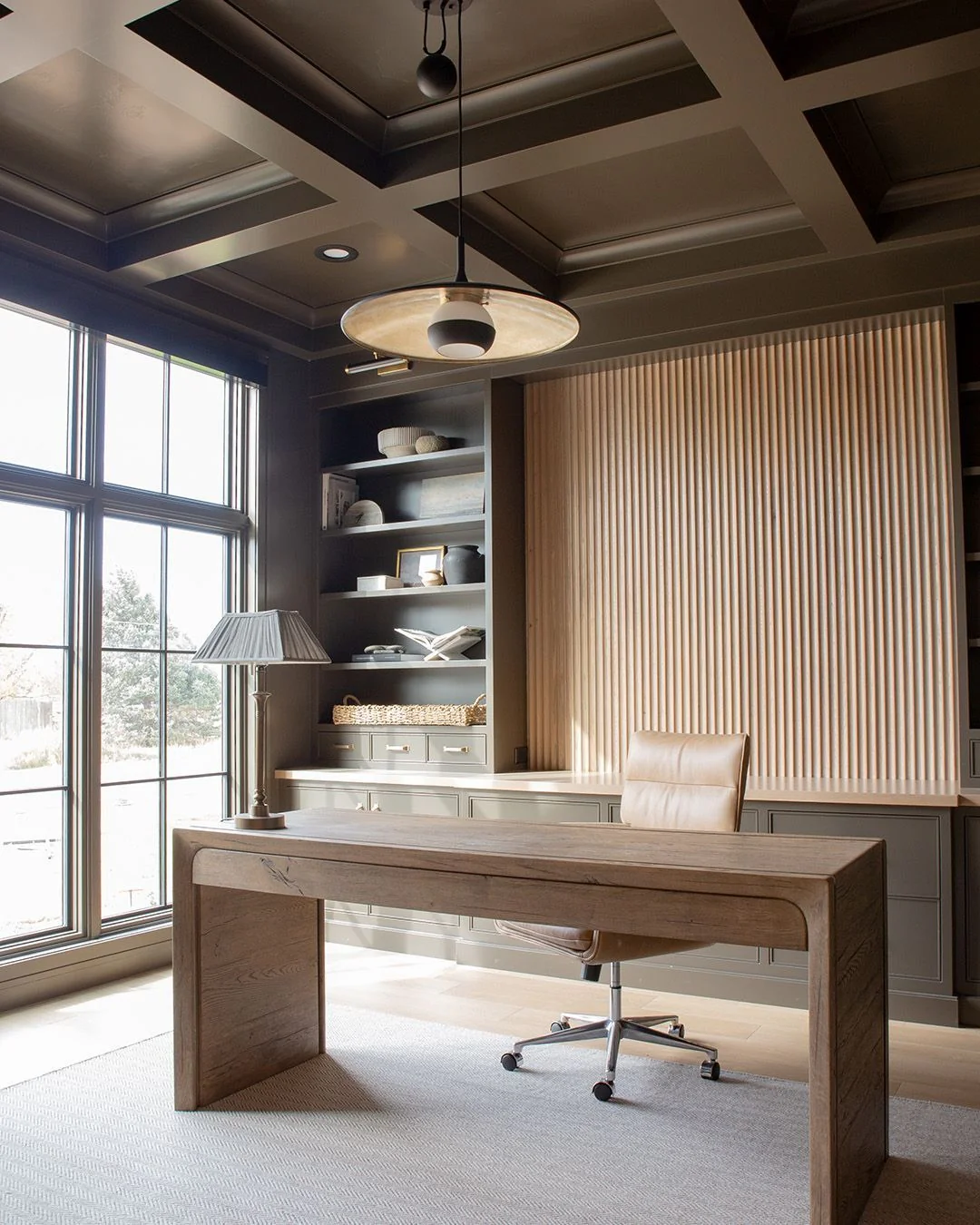 22. Modern Craftsman with Rich Wood Accents (Earth Tones Office Ideas)