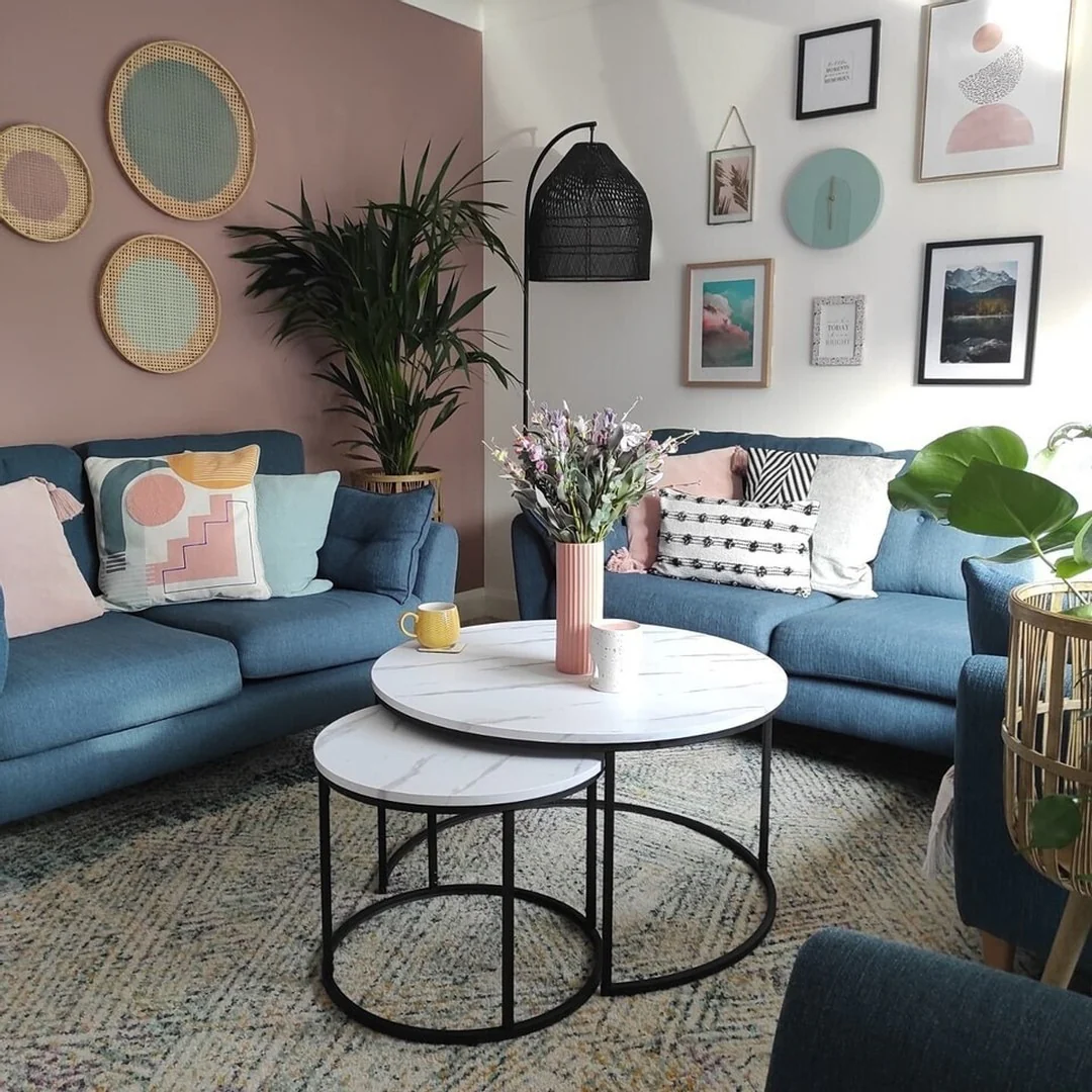 3. Modern Boho with Pops of Pastel (Boho Living Room Ideas)