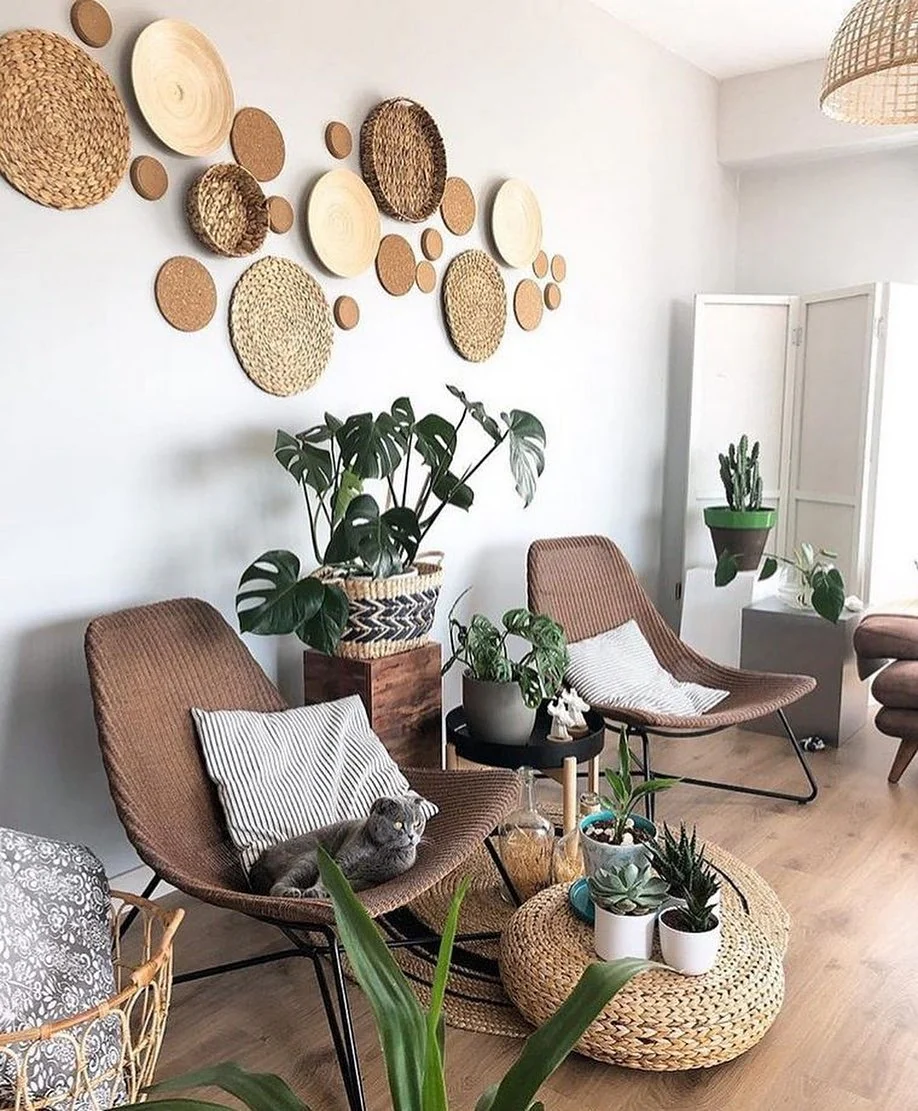 4. Boho Botanical Nook with Organic Shapes (Boho Living Room Ideas)