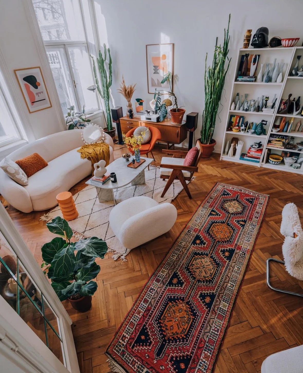 14. Eclectic Boho with Mid-Century Flair (Boho Living Room Ideas)