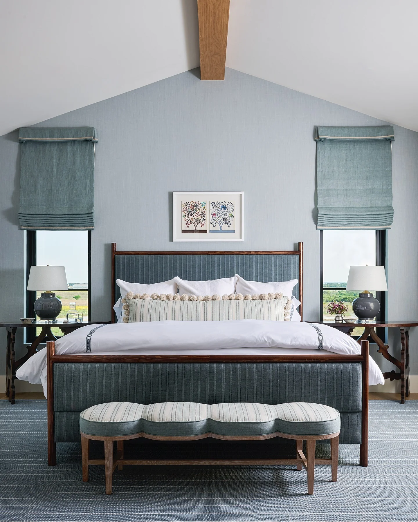 3. Tailored Tranquility in Blue and White (Sunroom Bedroom Ideas)