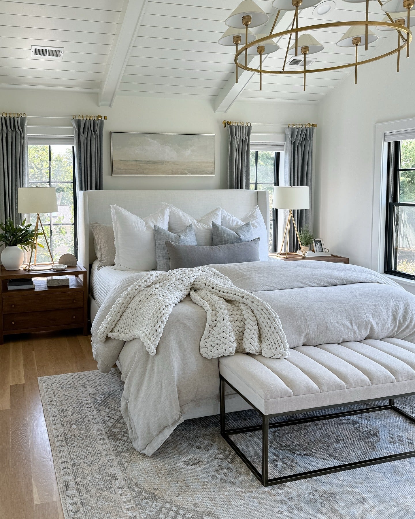 25. Soft Gray Sophistication with Luxe Accents (Sunroom Bedroom Ideas)