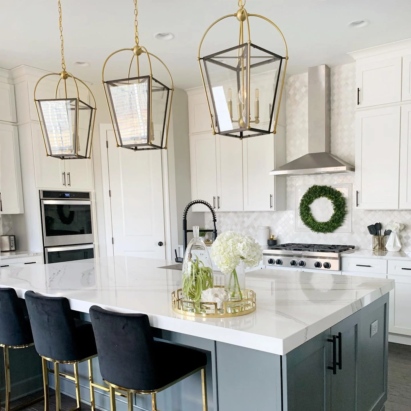 23. Luxury Transitional Kitchen with Brass Accents (Modern Kitchen Ideas)
