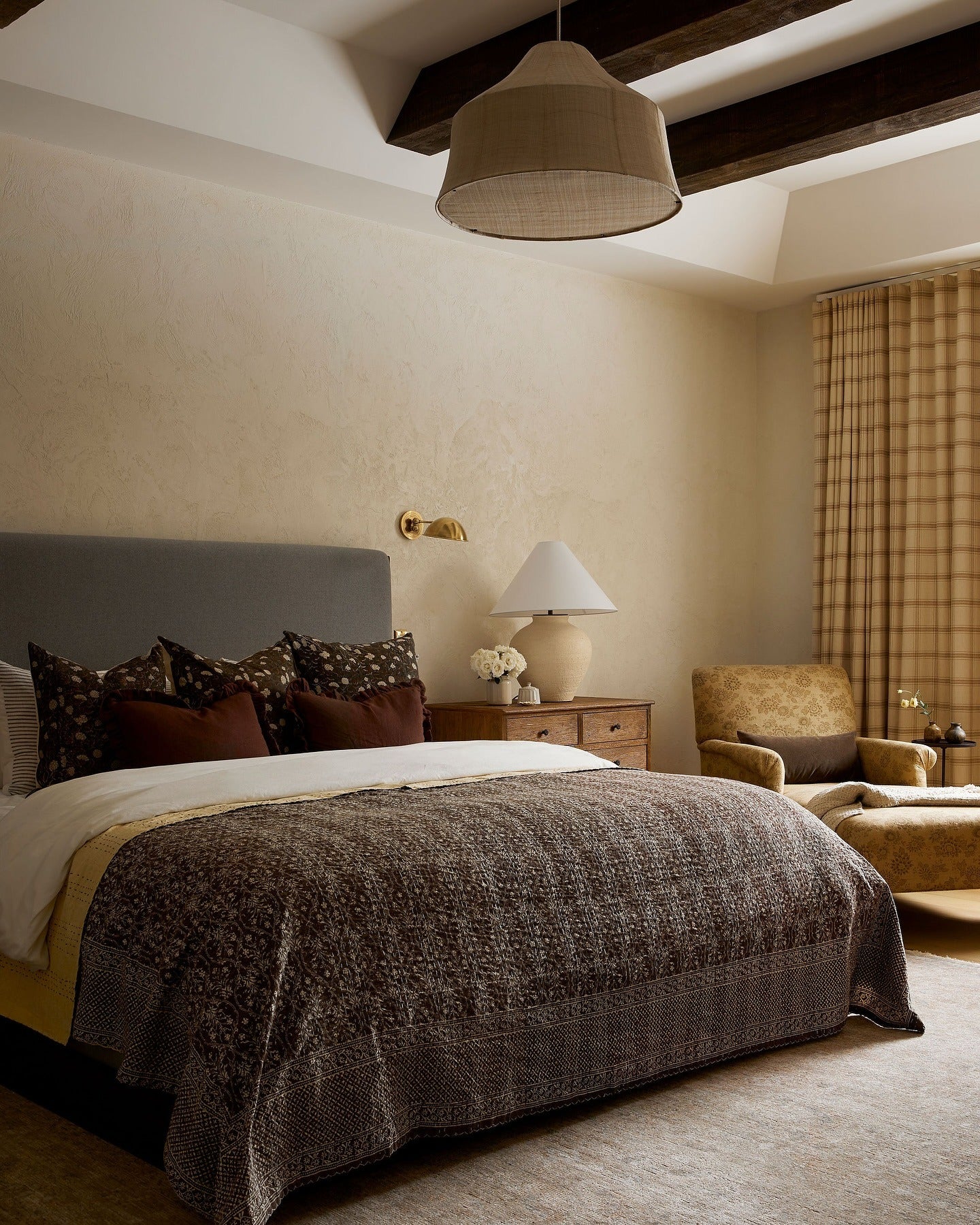 14. Plush Browns with European Countryside Flair (Moody Bedroom Ideas)