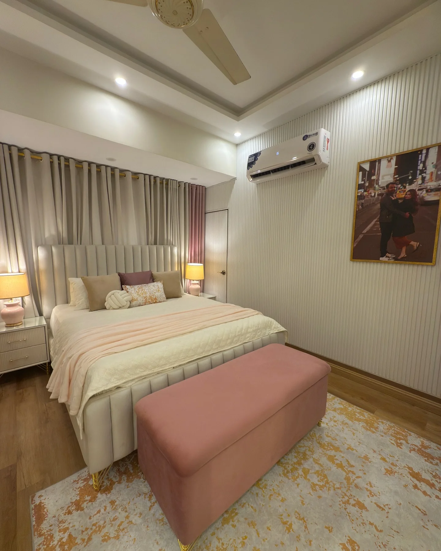 21. Blush & Champagne Modern Glam Retreat (Serene Bedroom Ideas)