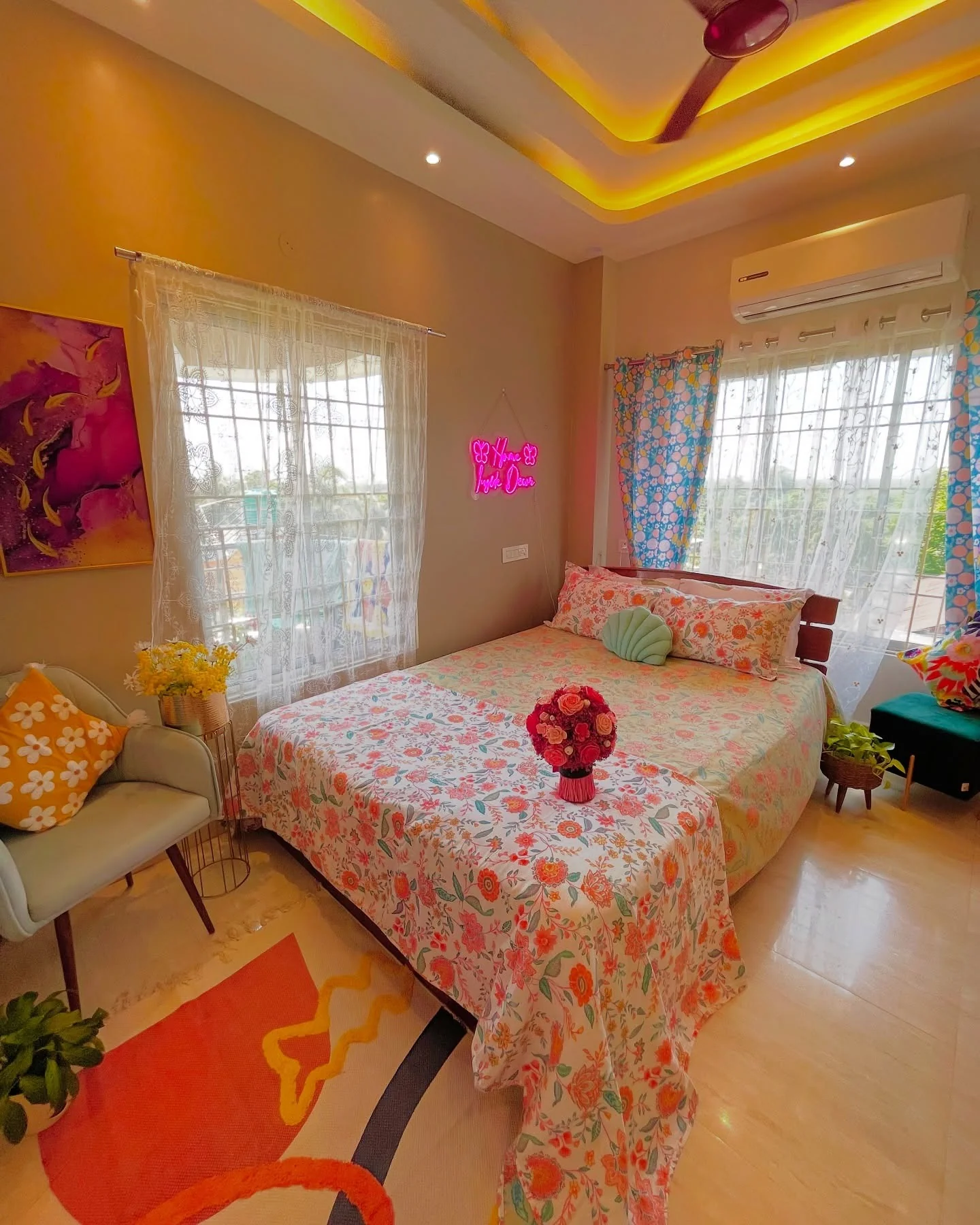 19. Floral Festival of Light and Color (Serene Bedroom Ideas)