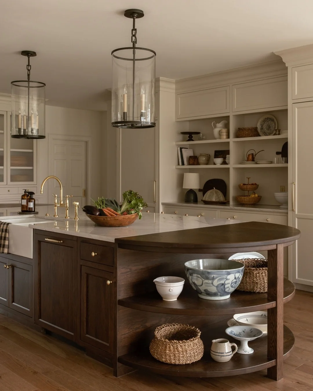 2. Timeless Charm with Rustic Walnut Accents (Brown Kitchen Ideas)