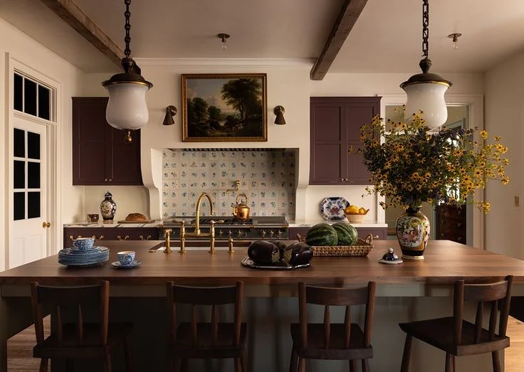 22. Vintage Romance in Deep Brown and Plum (Brown Kitchen Ideas)