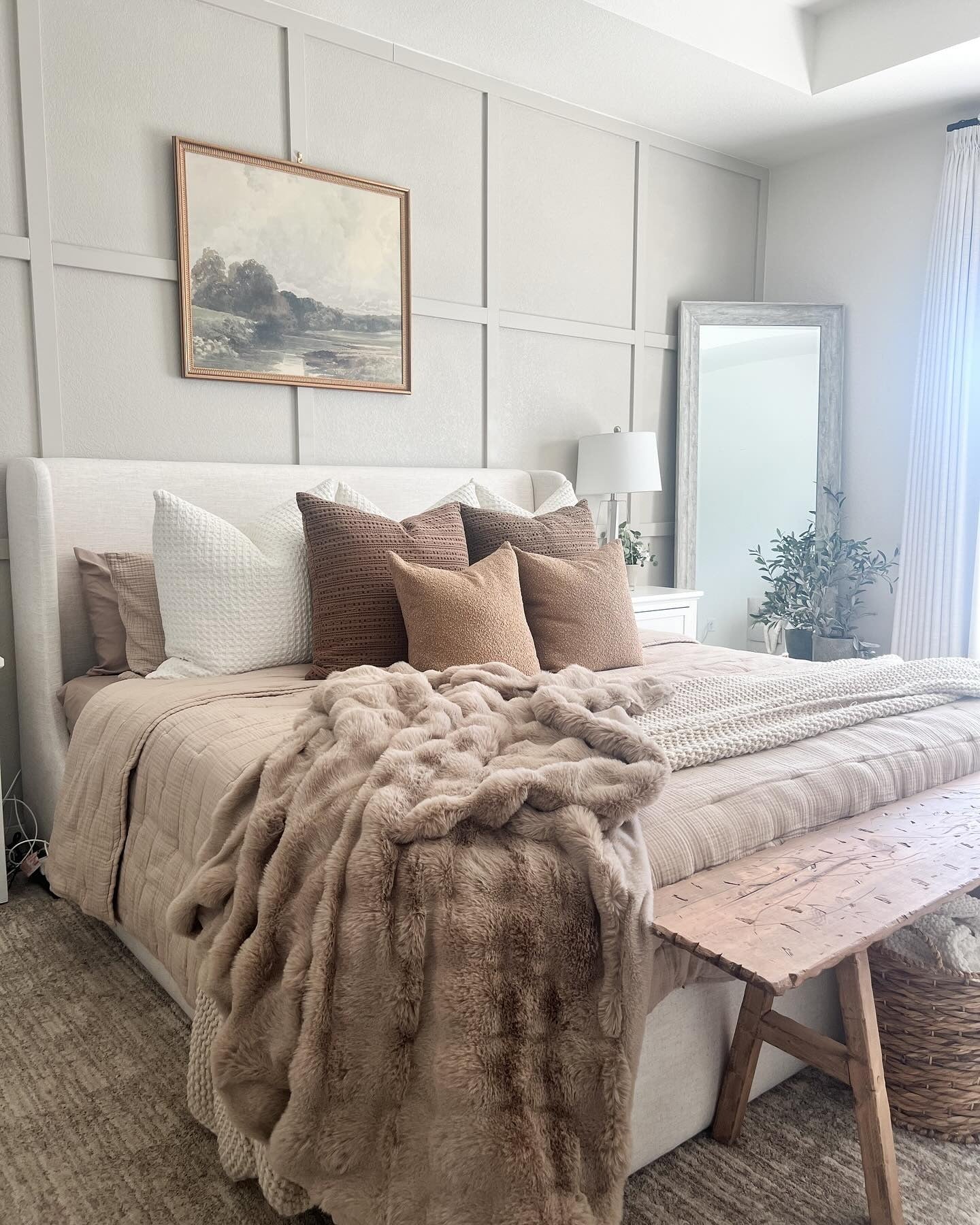 20. Textured Neutrals with Cozy Taupe Layers (Earth Tones Bedroom Ideas)