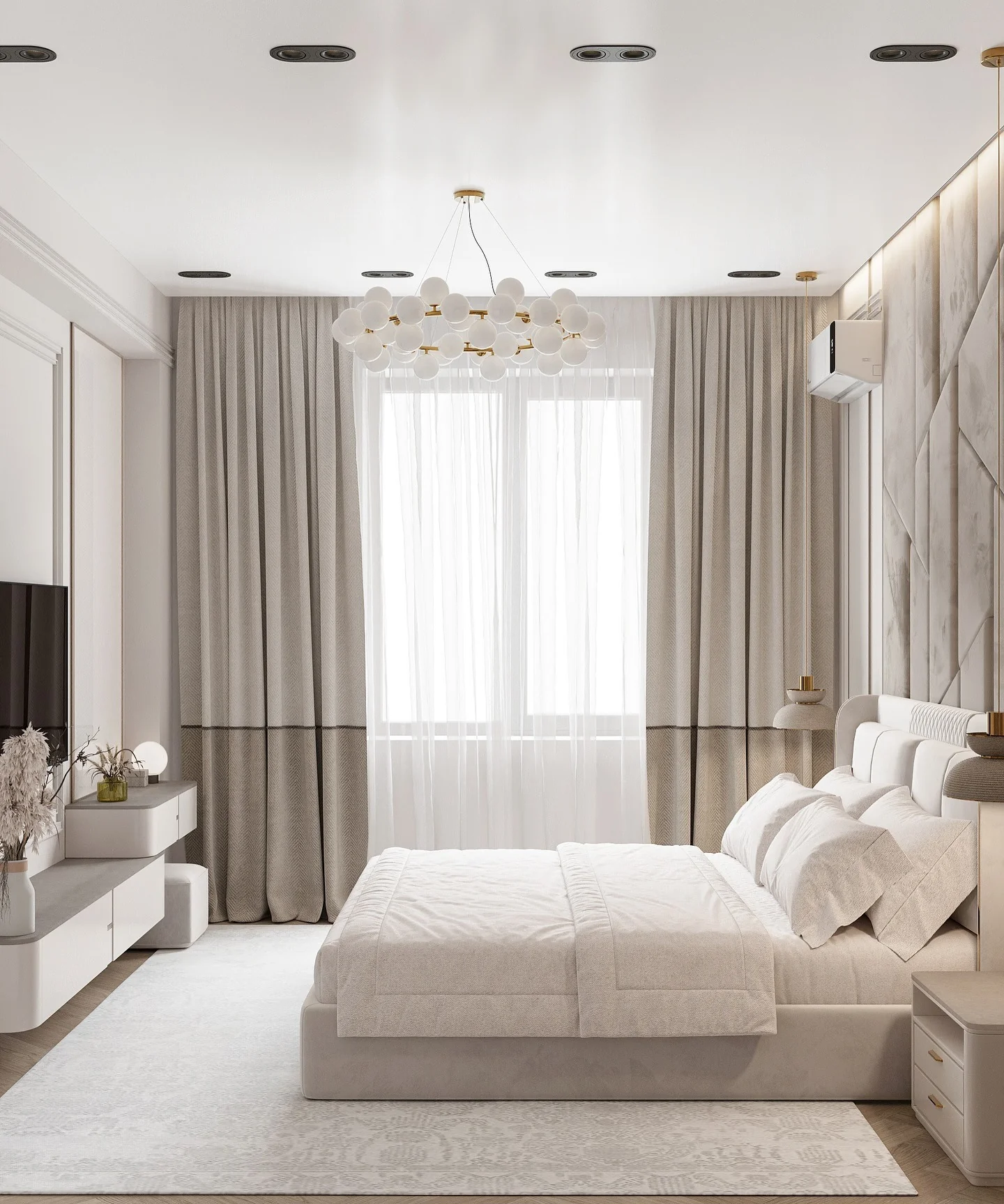 6. Luxury Retreat with Layered Lighting (White Bedroom Ideas)