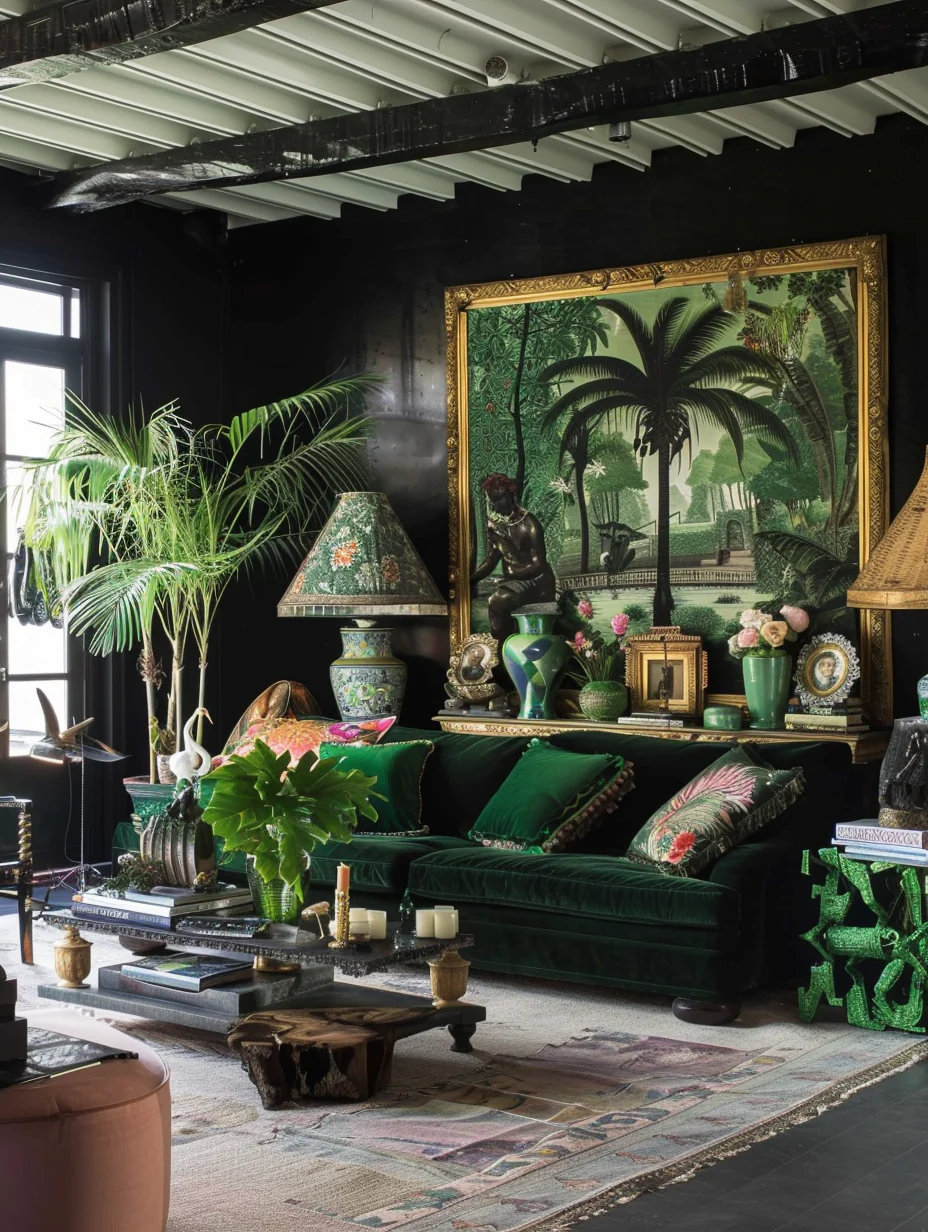 Modern Black And Emerald Green Living Room Interior Design and Decor Ideas