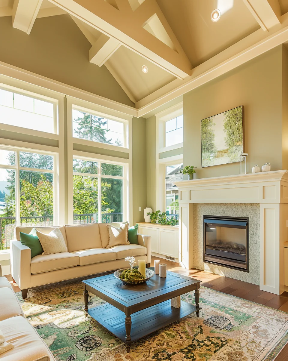 Modern Luxury Contemporary Green Living Room Interior With Sunglow Design and Decor Ideas