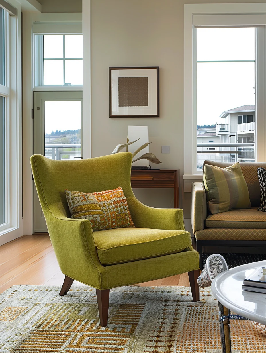 Modern Chair Idea For Green Living Room Interior With A View Design and Decor Ideas