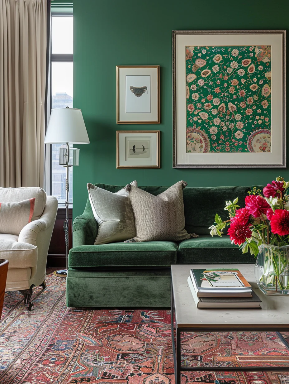 Modern Cozy Carpet For Green Living Room Interior With Sunglow Design and Decor Ideas