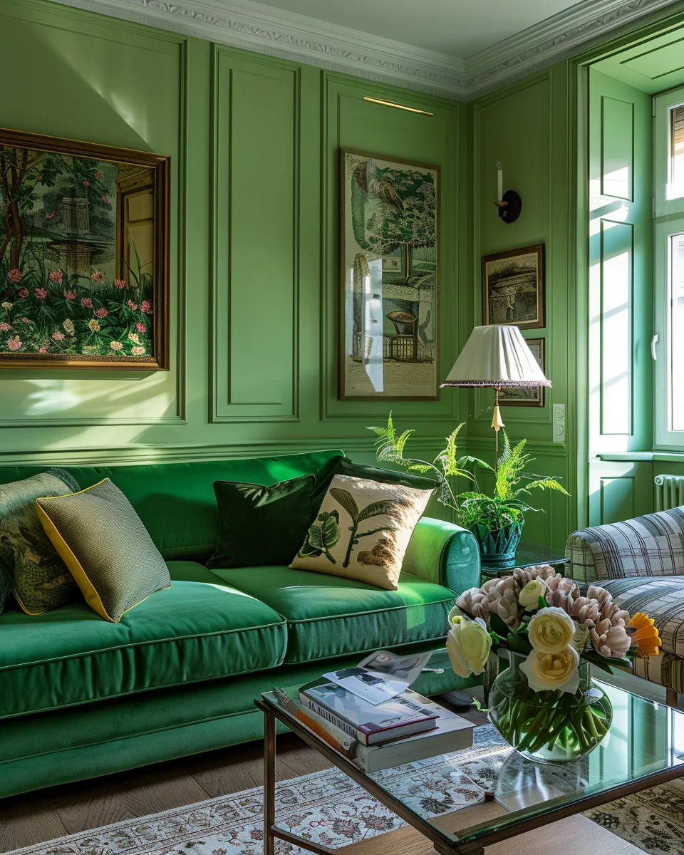 Modern Beautiful Green Living Room Interior Design and Decor Ideas
