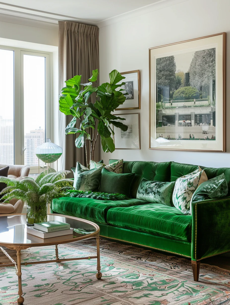 Modern Elegant Green Living Room Interior Design and Decor Ideas