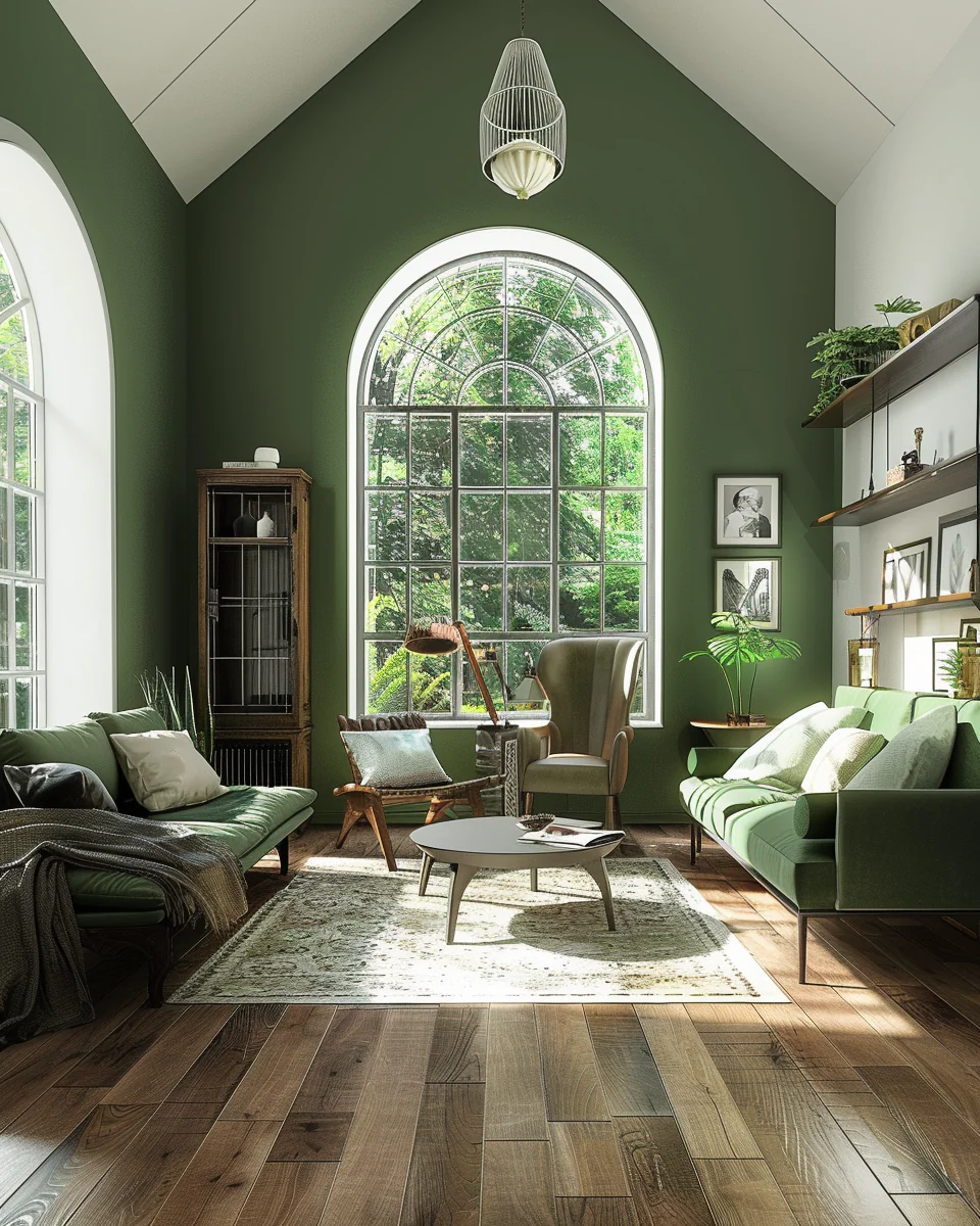 Modern Vintage Green Living Room Interior Design and Decor Ideas