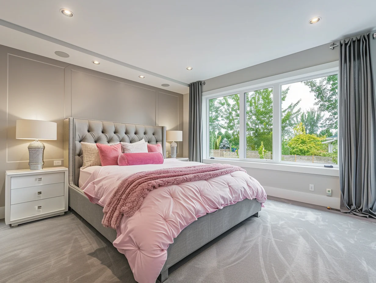 Grey And Pink Bedroom Design Ideas