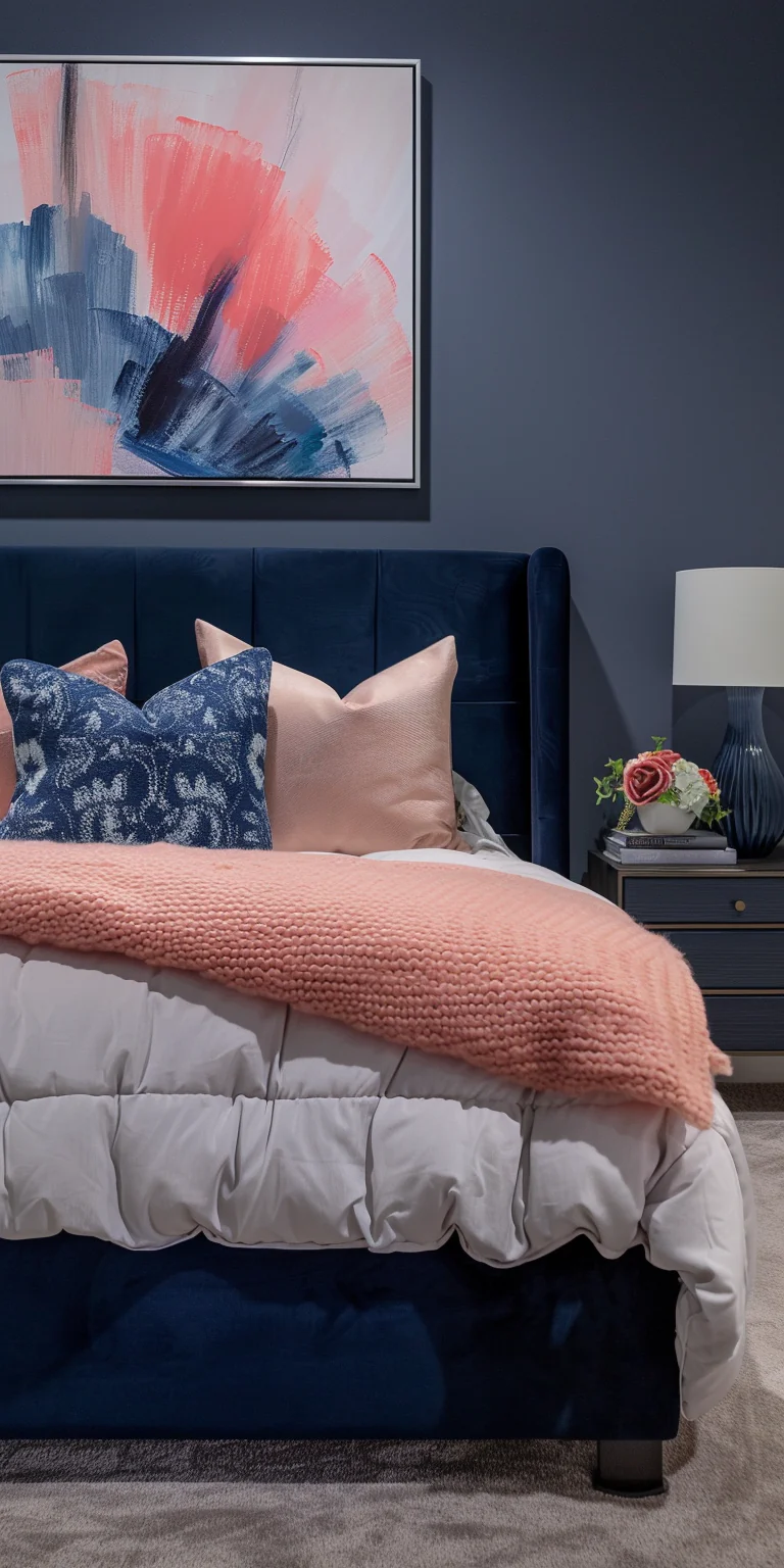 Navy Blue And Pink Bedroom Design Ideas