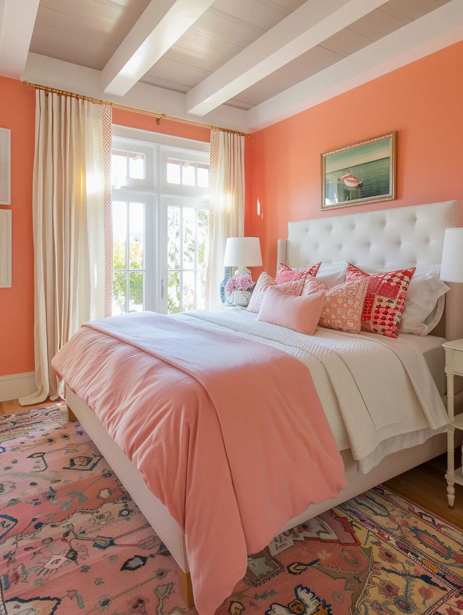 Salmon Pink Bedroom Design Ideas