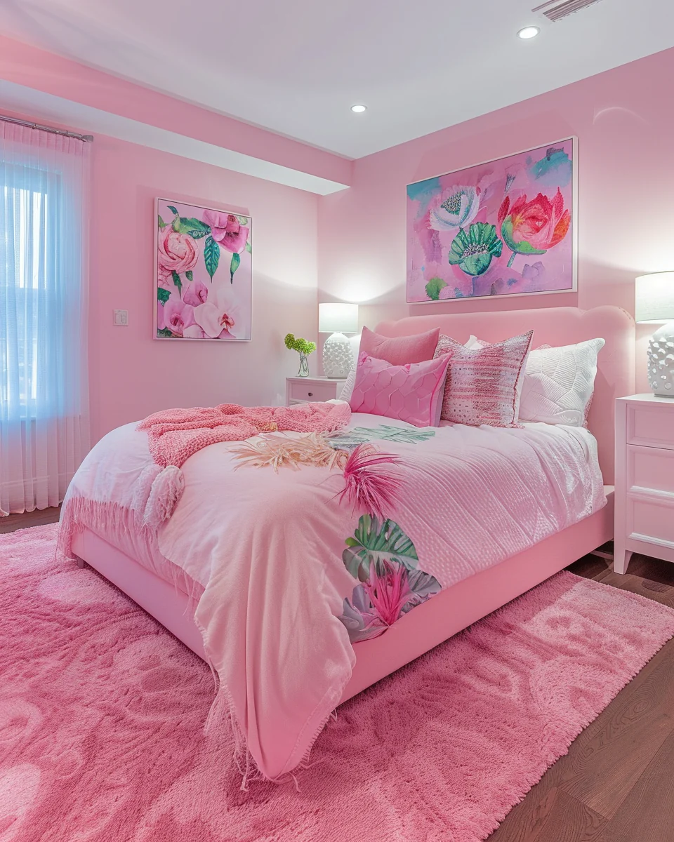 Girly Pink Bedroom Design Ideas