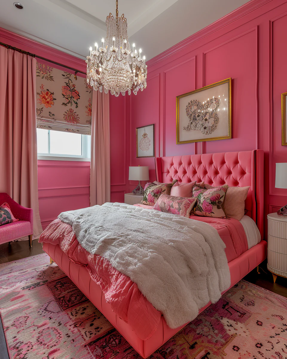 Royal Pink Bedroom Design Ideas