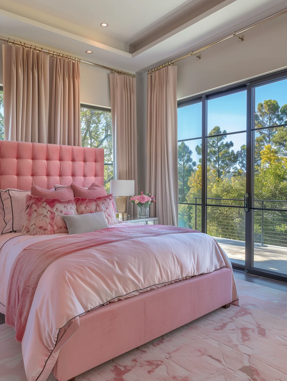 Mansion Style Pink Bedroom Design Ideas