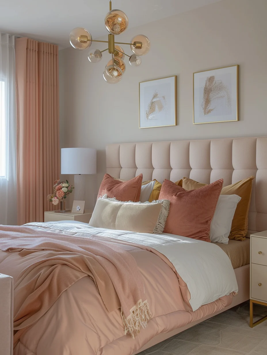 Gold And Pink Bedroom Design Ideas