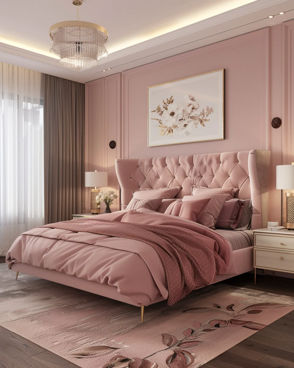 European Pink Bedroom Design Ideas