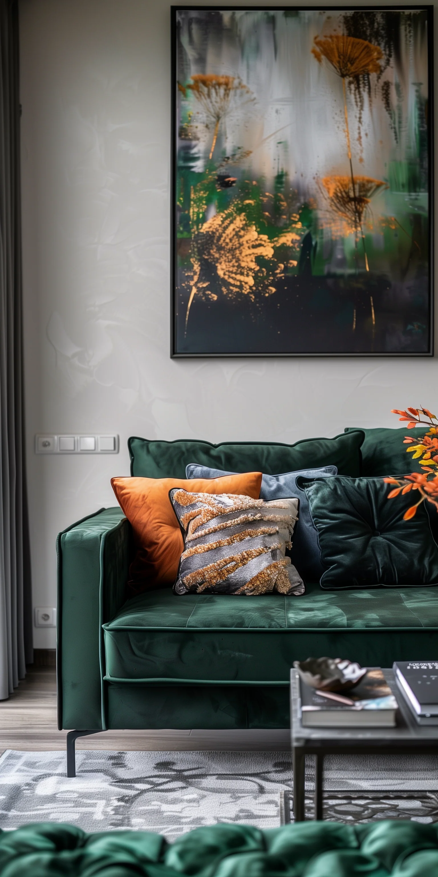 Dark Green Sofa In Living Room Design Ideas