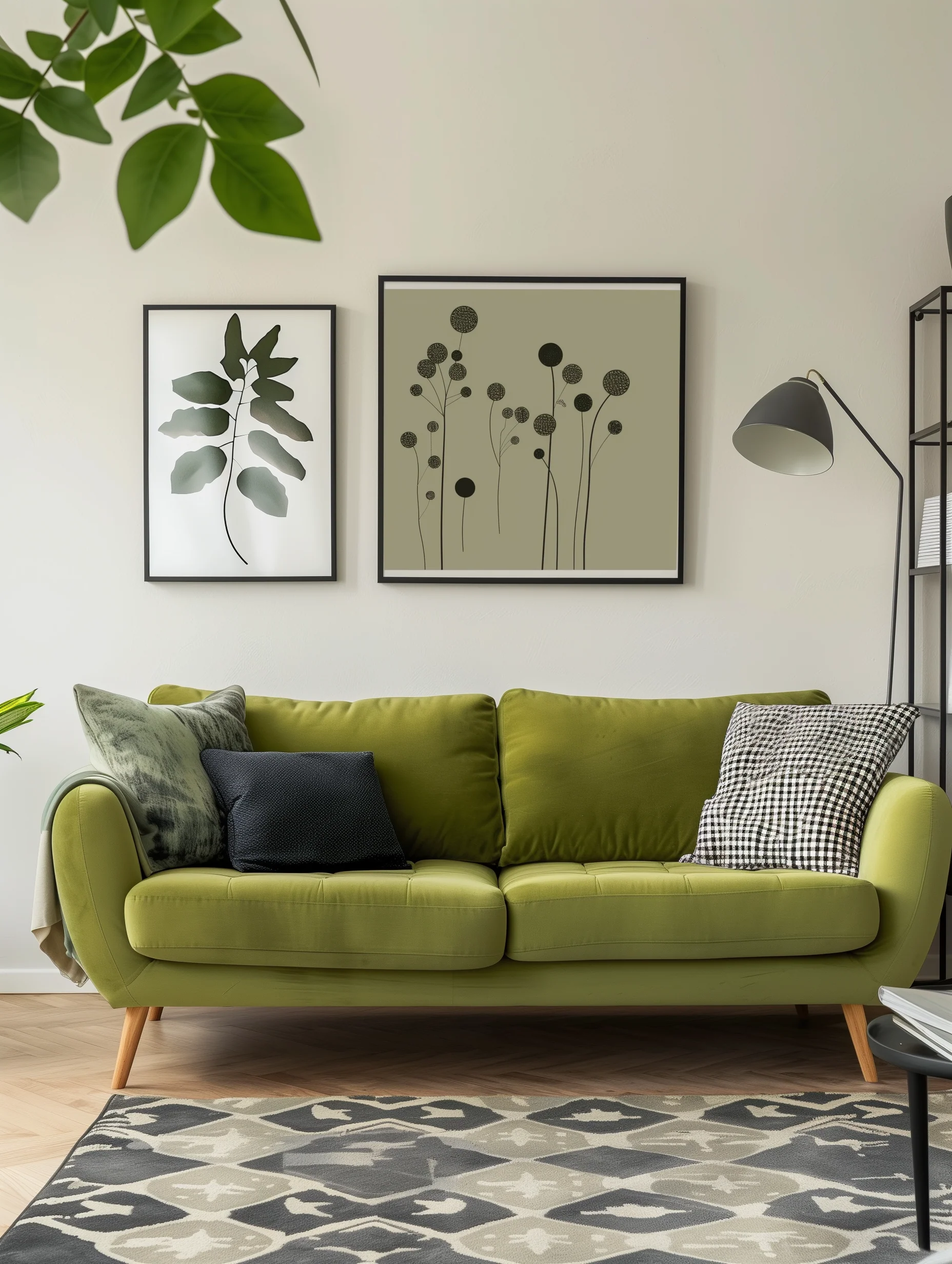 Olive Green Sofa In Living Room Design Ideas
